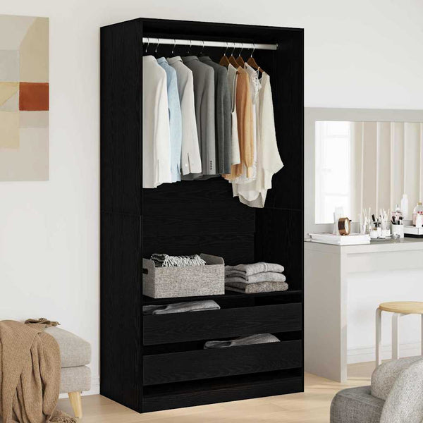 Kleiderschrank Schwarz Eichen-Optik 100x50x200 cm
