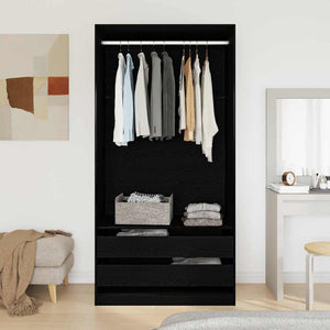 Kleiderschrank Schwarz Eichen-Optik 100x50x200 cm