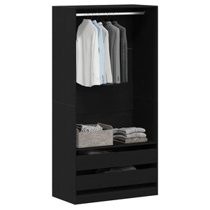 Kleiderschrank Schwarz Eichen-Optik 100x50x200 cm