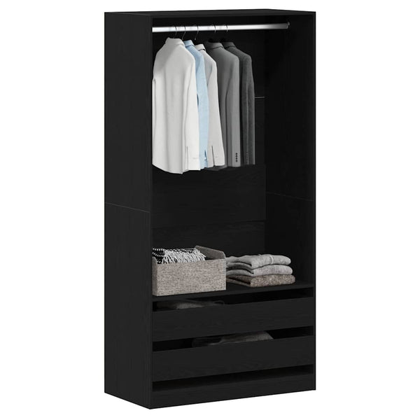 Kleiderschrank Schwarz Eichen-Optik 100x50x200 cm
