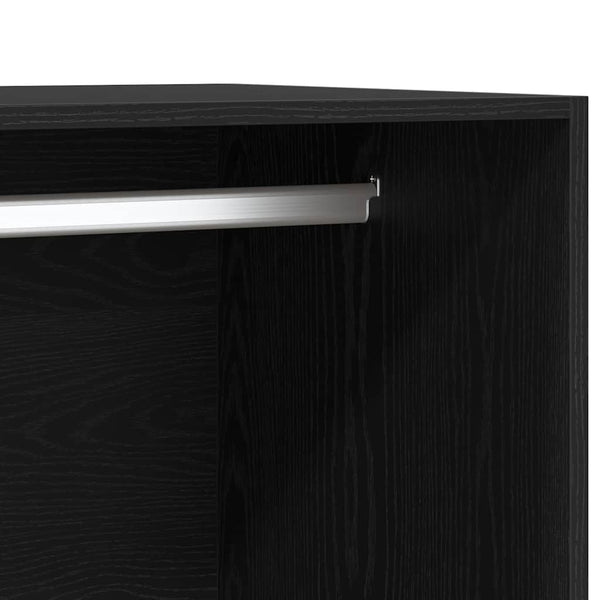 Schwarzer Kleiderschrank mit Regal Eichen-Optik 200cm
