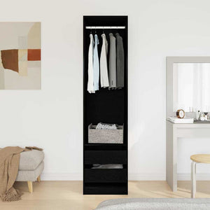 Schwarzer Kleiderschrank mit Regal Eichen-Optik 200cm