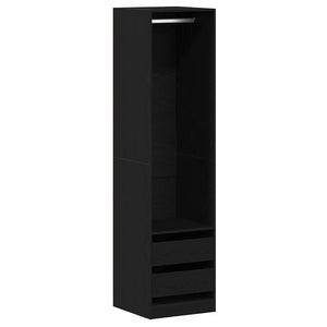 Schwarzer Kleiderschrank mit Regal Eichen-Optik 200cm