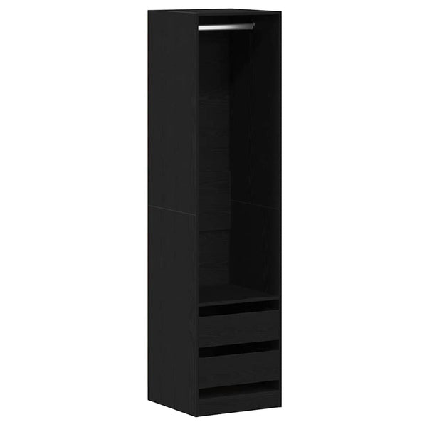 Schwarzer Kleiderschrank mit Regal Eichen-Optik 200cm