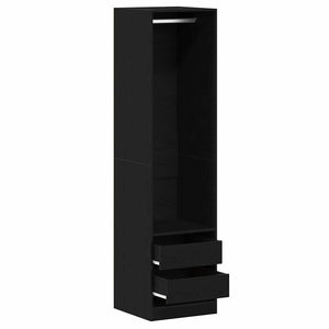 Schwarzer Kleiderschrank mit Regal Eichen-Optik 200cm