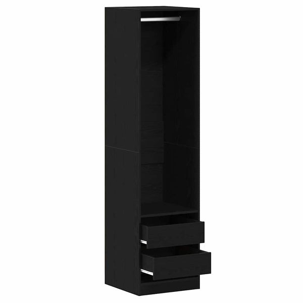 Schwarzer Kleiderschrank mit Regal Eichen-Optik 200cm