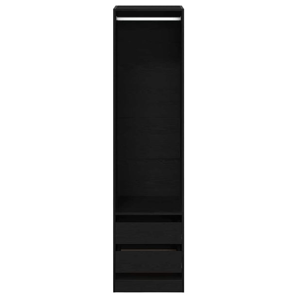 Schwarzer Kleiderschrank mit Regal Eichen-Optik 200cm