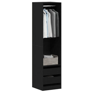 Schwarzer Kleiderschrank mit Regal Eichen-Optik 200cm