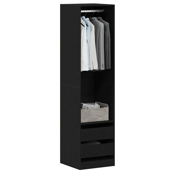 Schwarzer Kleiderschrank mit Regal Eichen-Optik 200cm