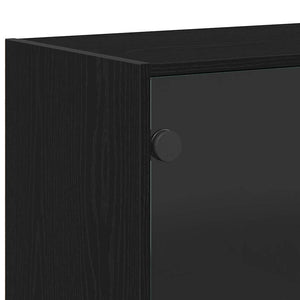 Highboard Schwarz Eichenoptik 68x37x142 cm