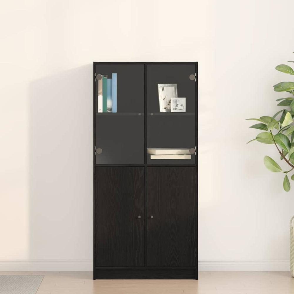 vidaXL Highboard Black Oak Look 68 x 37 x 142 cm