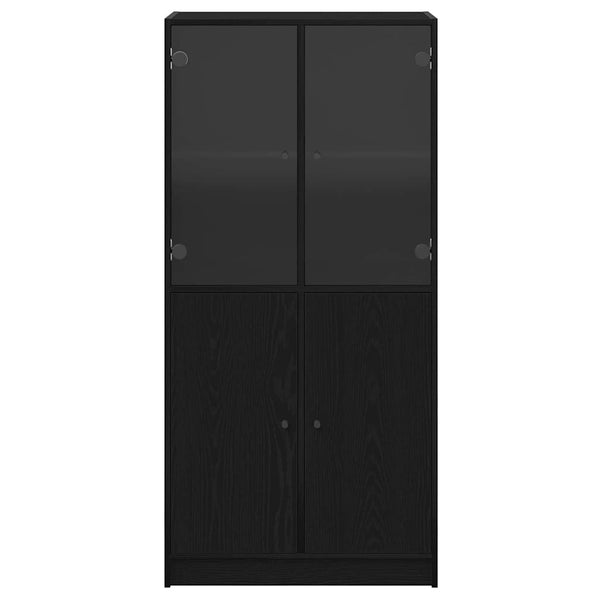 Highboard Schwarz Eichenoptik 68x37x142 cm