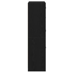 Highboard Schwarz Eichenoptik 68x37x142 cm