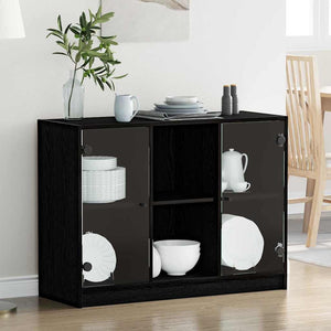 vidaXL Sideboard Black Oak Look 100 x 37 x 75.5 cm