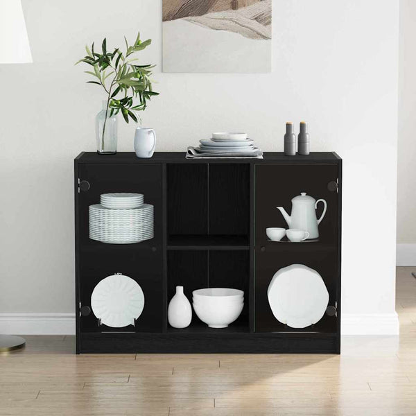 vidaXL Sideboard Black Oak Look 100 x 37 x 75.5 cm