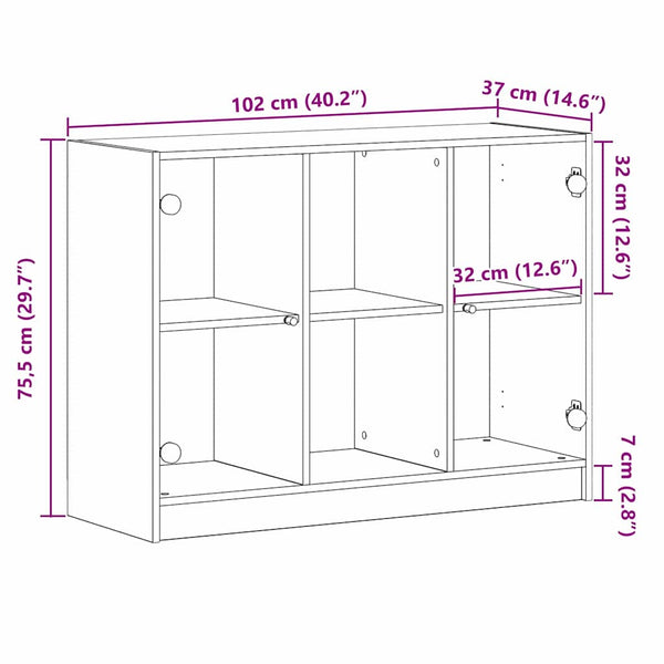 vidaXL Sideboard Black Oak Look 100 x 37 x 75.5 cm
