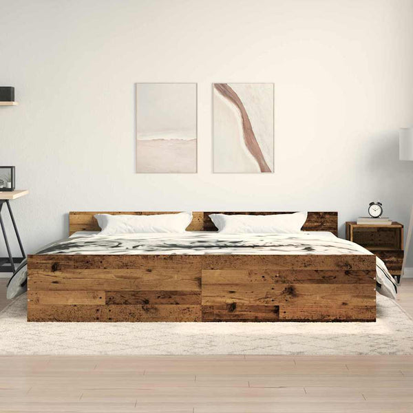 Bettrahmen mit Kopfteil Altholz 203x203 cm