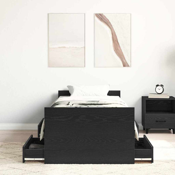 Bettrahmen Schwarz Eichen-Optik 193 cm