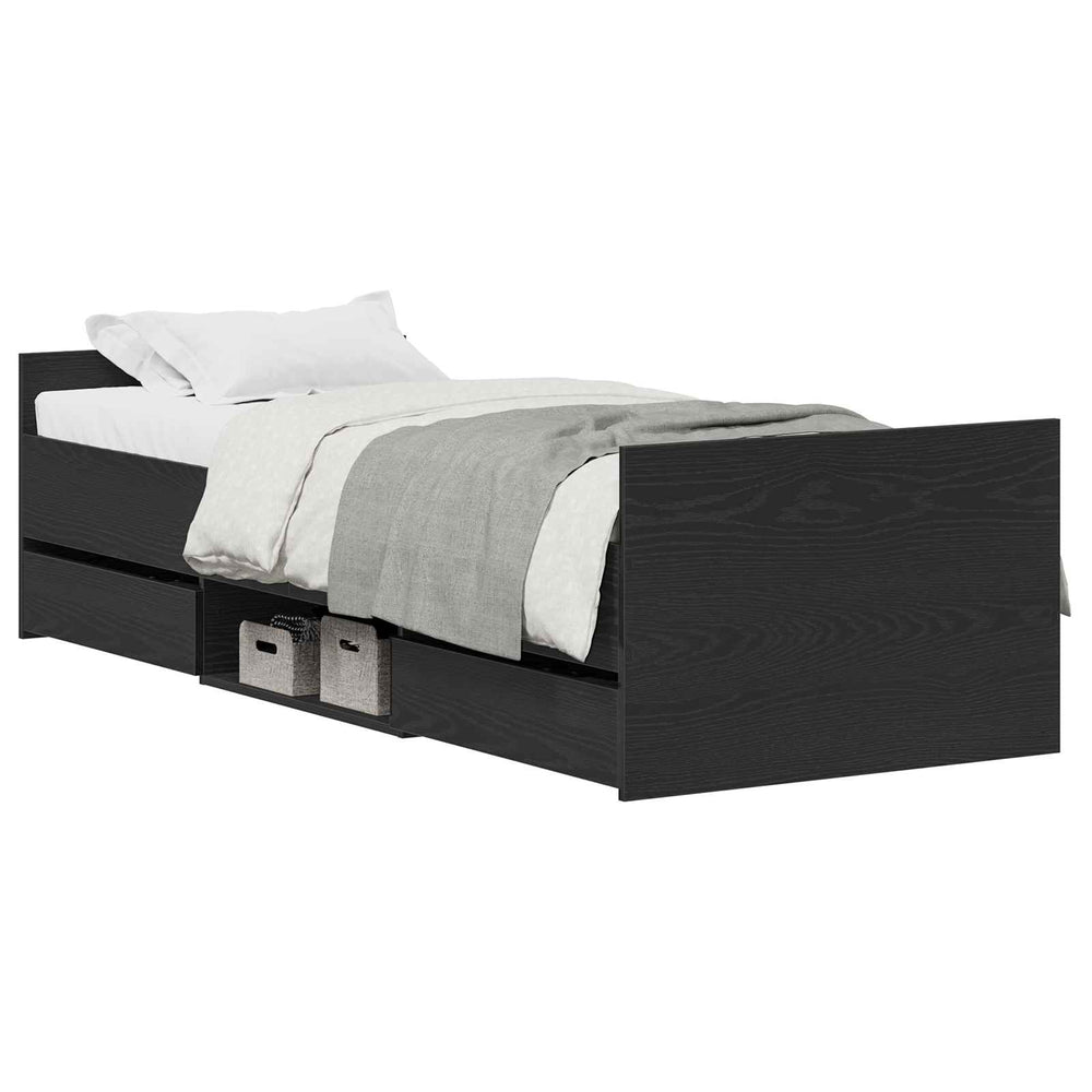Bettrahmen Schwarz Eichen-Optik 193 cm