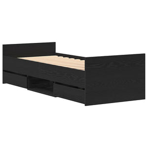 Bettrahmen Schwarz Eichen-Optik 193 cm