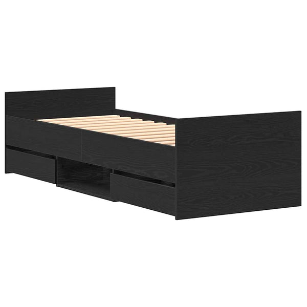 Bettrahmen Schwarz Eichen-Optik 193 cm
