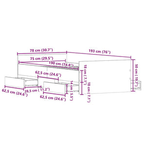 Bettrahmen Schwarz Eichen-Optik 193 cm