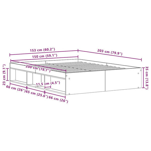 Bettgestell 150x200 Altholz-Optik