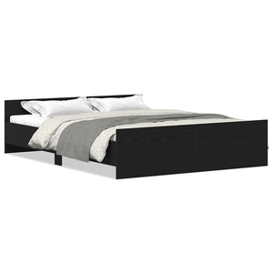 Bettgestell 150x200 cm Schwarz Eichen-Optik