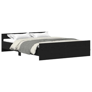Bettgestell 150x200 cm Schwarz Eichen-Optik
