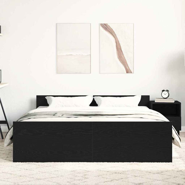 Bettgestell 150x200 cm Schwarz Eichen-Optik
