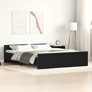 Bettgestell 150x200 cm Schwarz Eichen-Optik