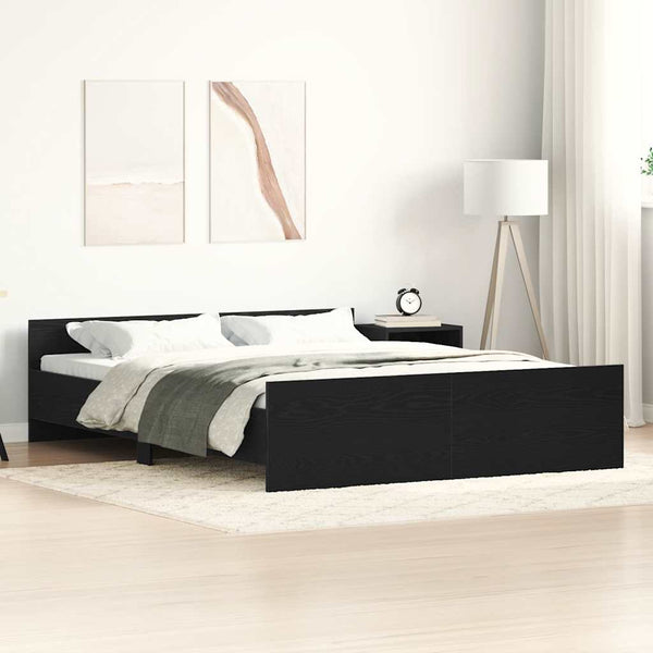 Bettgestell 150x200 cm Schwarz Eichen-Optik