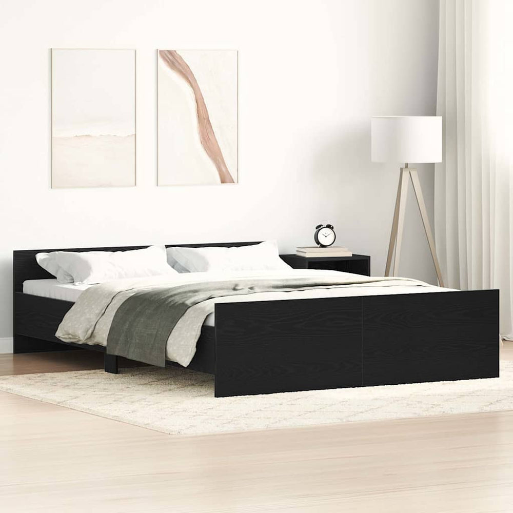 Bettgestell 135x190 cm Schwarz Eichen-Optik
