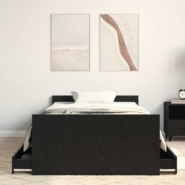 Bettrahmen Schwarz Eichen-Optik 203x93 cm