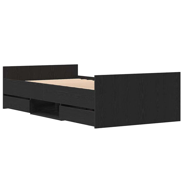 Bettrahmen Schwarz Eichen-Optik 203x93 cm