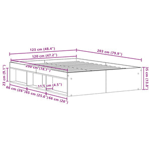 Bettgestell 120x200 cm Schwarz Eichen-Optik