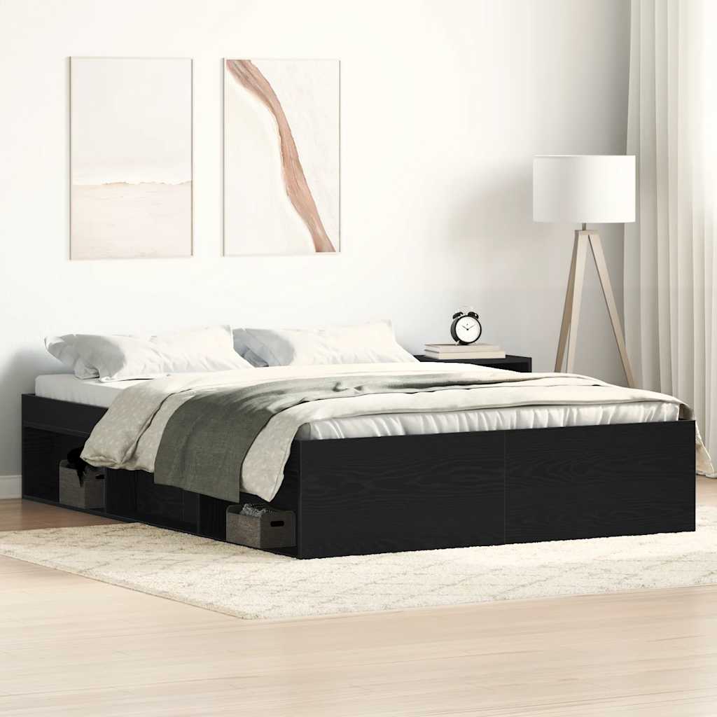 Bettgestell 120x200 cm Schwarz Eichen-Optik