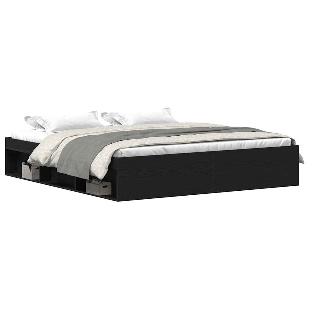 vidaXL Bed Frame without Mattress Black Oak Look 200x200 cm