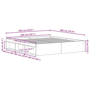 Bettgestell 200x200 cm, Schwarz Eichen-Optik