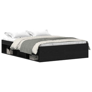 Bettgestell 120x190 cm Schwarz Eichen-Optik