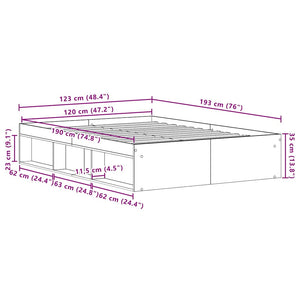Bettgestell 120x190 cm Schwarz Eichen-Optik