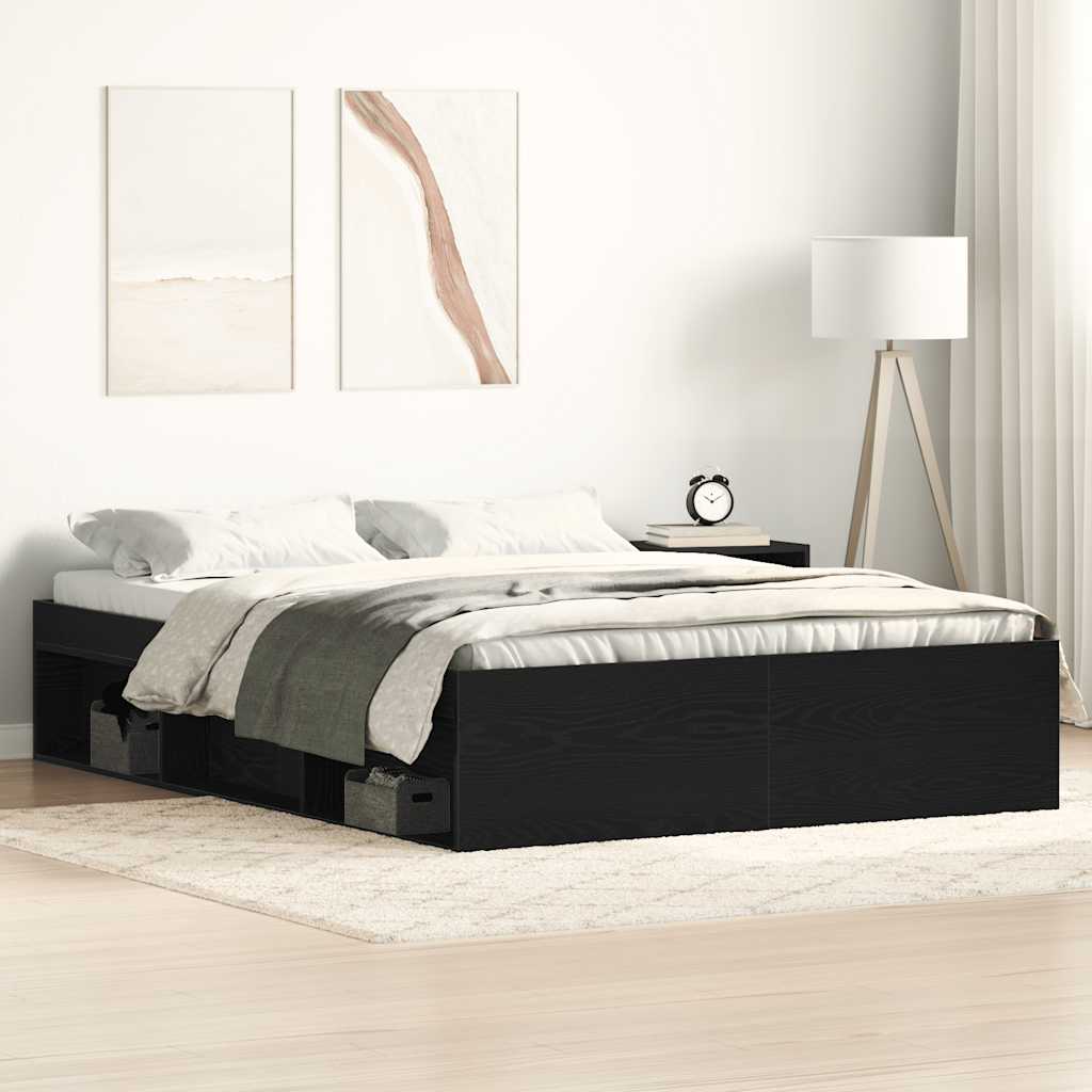 Bettgestell 120x190 cm Schwarz Eichen-Optik