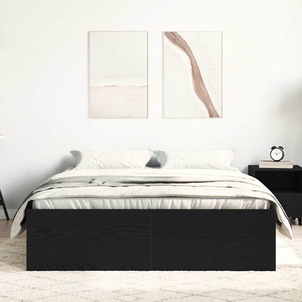 Bettgestell 140x190 cm Schwarz Eichen-Optik