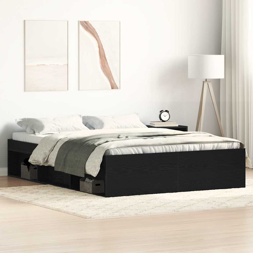 Bettgestell 140x190 cm Schwarz Eichen-Optik