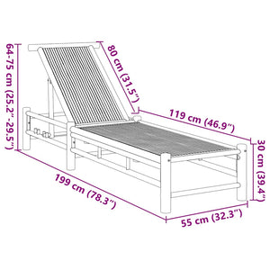 vidaXL Bain de soleil 55x199x30 cm bambou