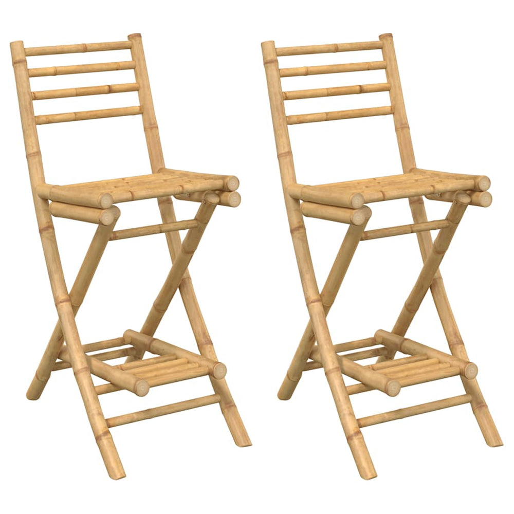 Klappbare Outdoor Barhocker Bambus, 2er-Set