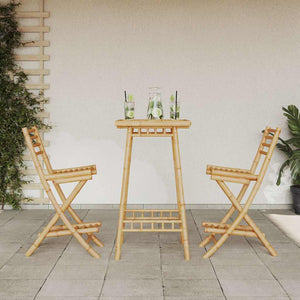 Klappbare Outdoor Barhocker Bambus, 2er-Set