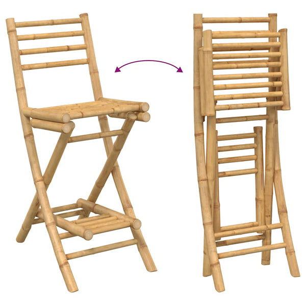 Klappbare Outdoor Barhocker Bambus, 2er-Set