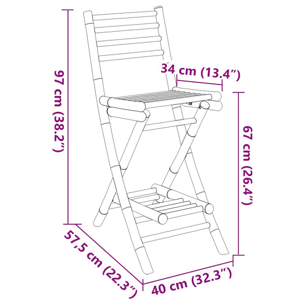 Klappbare Outdoor Barhocker Bambus, 2er-Set