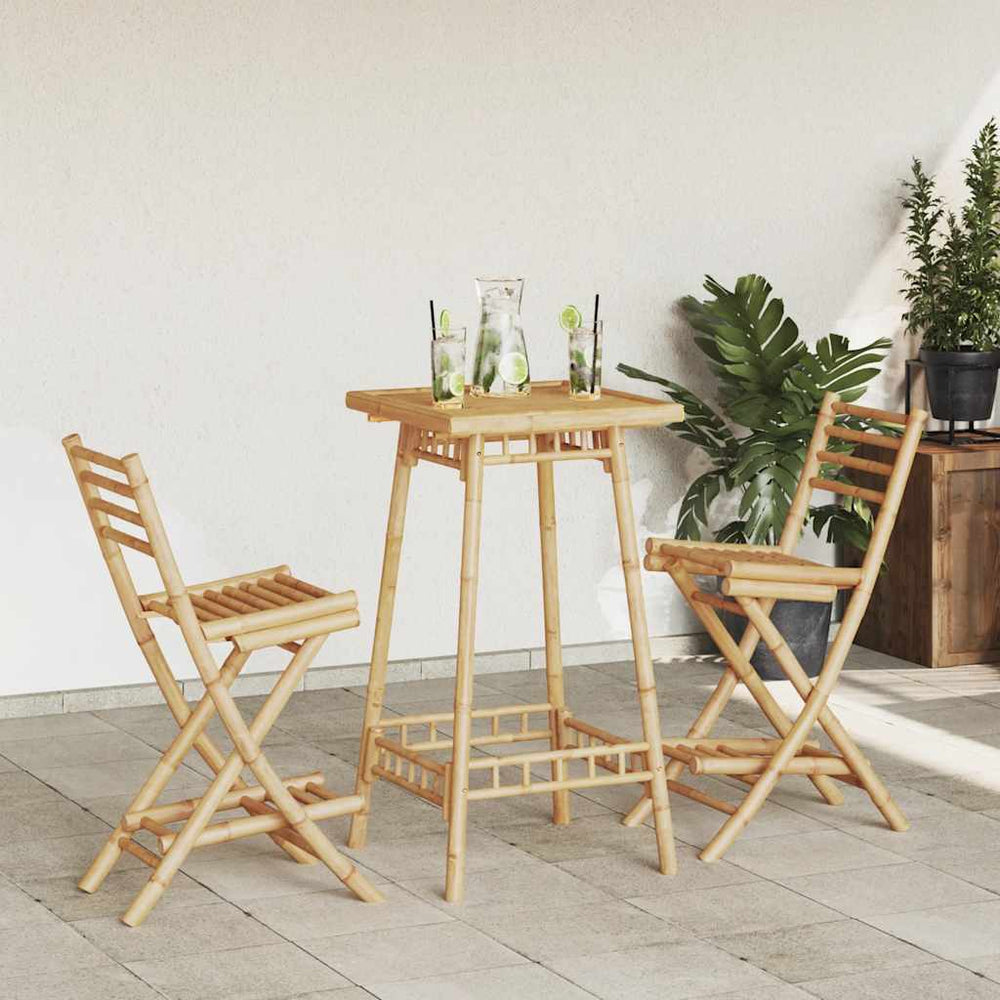 Klappbare Outdoor Barhocker Bambus, 2er-Set